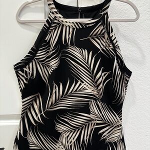 White House Black Market Reversible Halter Palm Top L